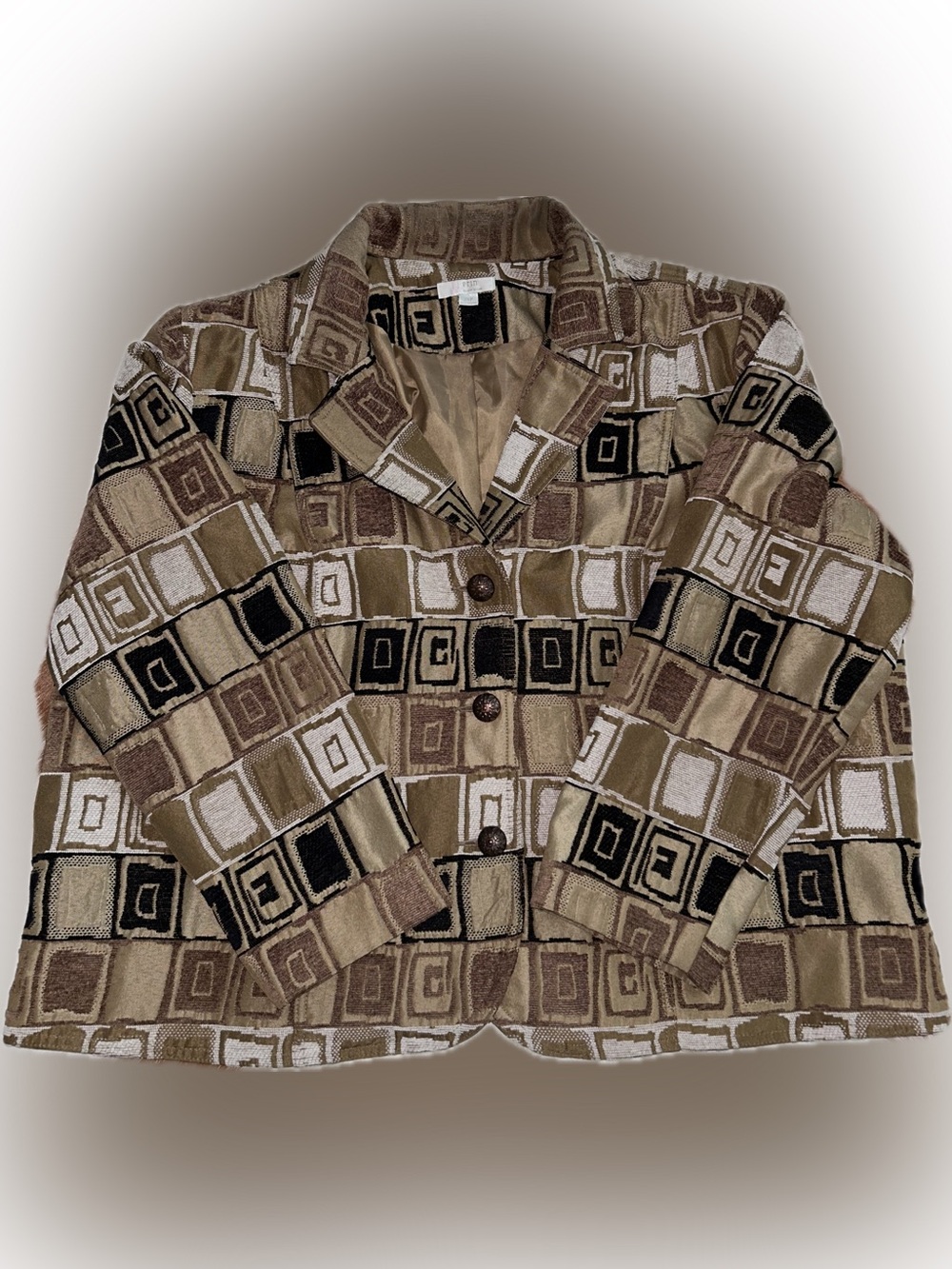 Erin London Geometric Pattern Brown Blazer Jacket